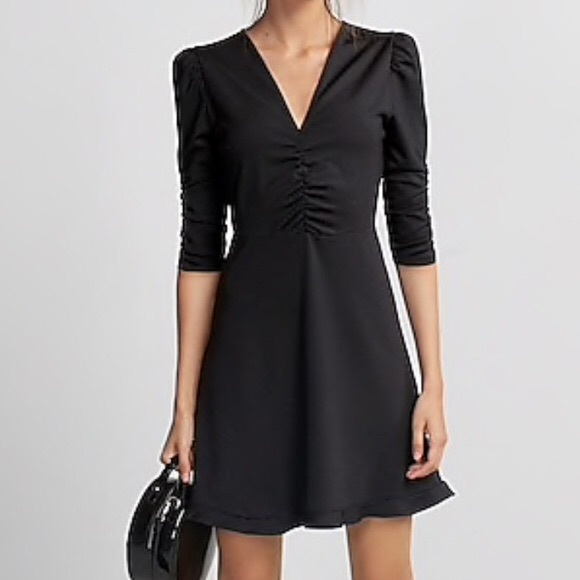 Express Dresses & Skirts - Express V-Neck Ruffle Hem Fit & Flare Dress